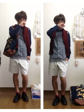 「膝上ショーツ」｜「アイテム（その他シューズ）」を使った、おっくんさん（メンズ・164cm）の秋コーディネート