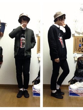 「HARE（ハレ）のアイテム（その他アウター、グリーン系）」を使った、おっくんさん（メンズ・164cm）の冬コーディネート