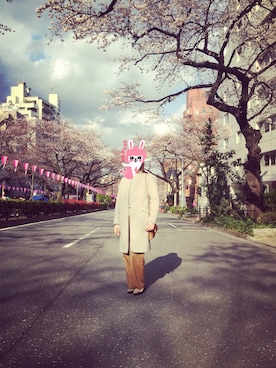 「BROADCAST THE MESSAGE（ブロードキャストザメッセージ）のアイテム」を使った、Eeeeteinさん（レディース・168cm）の春コーディネート