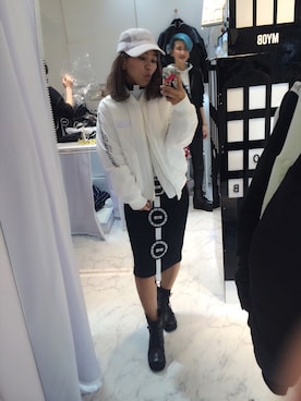 「UNIF」｜「アイテム（その他アウター）」を使った、MINMIさん（レディース・155cm）の春コーディネート