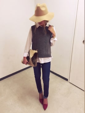 「hat」｜「アイテム（帽子）」を使った、UNRELISH広島パルコ店さん（レディース・155cm）の秋コーディネート
