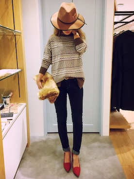 「hat」｜「アイテム（帽子）」を使った、UNRELISH広島パルコ店さん（レディース・157cm）の秋コーディネート