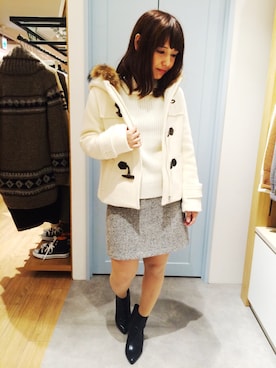 「154cm」｜「アイテム（ダッフルコート）」を使った、UNRELISH広島パルコ店さん（レディース・157cm）の秋コーディネート