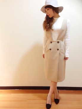 「UNRELISH（アンレリッシュ）のオペラカットパンプス（パンプス）」を使った、UNRELISH広島パルコ店さん（レディース・157cm）の冬コーディネート