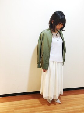 「UNRELISH」｜「アイテム（MA-1）」を使った、UNRELISH広島パルコ店さん（レディース・157cm）の冬コーディネート