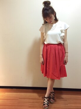 「UNRELISH（アンレリッシュ）のアイテム（サンダル、ブラック系）」を使った、UNRELISH広島パルコ店さん（レディース・157cm）の春コーディネート