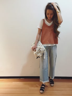 「アイテム（キャミソール、オレンジ系）」を使った、UNRELISH広島パルコ店さん（レディース・157cm）の春コーディネート