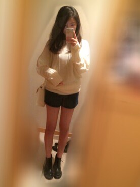 「GU（ジーユー）の（GU）レースアップショートブーツＡ（WOMEN ⁄ シューズ）」を使った、YUI さん（レディース・156cm）の冬コーディネート