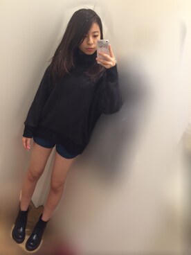 「GU（ジーユー）の（GU）レースアップショートブーツＡ（WOMEN ⁄ シューズ）」を使った、YUI さん（レディース・156cm）の冬コーディネート