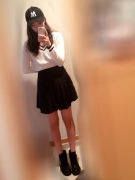 「GU（ジーユー）の（GU）レースアップショートブーツＡ（WOMEN ⁄ シューズ）」を使った、YUI さん（レディース・156cm）の冬コーディネート