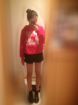 「GU（ジーユー）の（GU）レースアップショートブーツＡ（WOMEN ⁄ シューズ）」を使った、YUI さん（レディース・156cm）の冬コーディネート