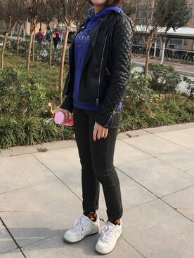 「ESPRIT（エスプリ）のアイテム（ライダースジャケット）」を使った、未来大侠XDさん（レディース・164cm）の秋コーディネート
