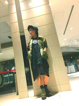 「DIESEL（ディーゼル）のアイテム（ワンピース、ブラック系）」を使った、minamiyukiさん（レディース・158cm）の秋コーディネート