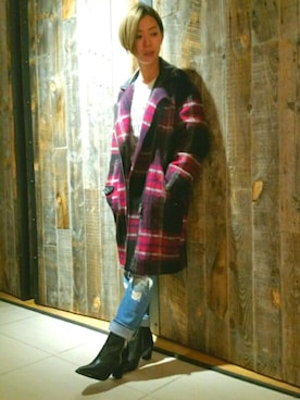 「DIESEL（ディーゼル）のアイテム（Tシャツ/カットソー、ホワイト系）」を使った、minamiyukiさん（レディース・158cm）の秋コーディネート