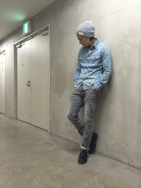 「TYPE BLUE（タイプブルー）のアイテム（パンツ）」を使った、RIKUさん（メンズ・177cm）の春コーディネート