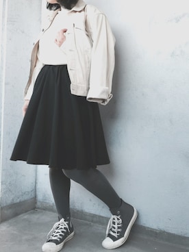 「白デニムジャケット」｜muraさん（レディース・153cm）の冬コーディネート