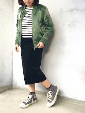 「BEAMS BOY（ビームスボーイ）のアイテム（スタジャン）」を使った、muraさん（レディース・153cm）の冬コーディネート