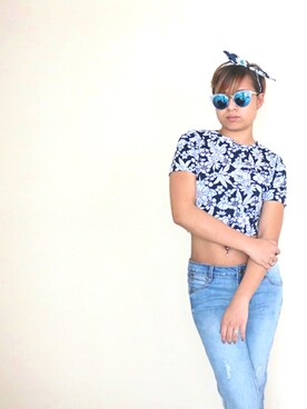 「Something Borrowed（サムシングボロウド）のアイテム」を使った、EyeDa Erin Chanさん（レディース・155cm）の夏コーディネート