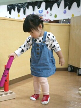 「アイテム（ロンパース、ホワイト系）」を使った、♥CHAO♥さん（キッズ・80cm）の秋コーディネート