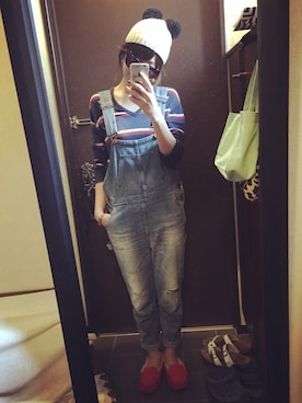 「RED CARD TOKYO（レッドカード）のアイテム（サロペット/オーバーオール）」を使った、ariさん（レディース・163cm）の秋コーディネート