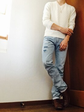 「BARNS（バーンズ）のアイテム（シューズ）」を使った、ToMoさん（メンズ・174cm）の秋コーディネート