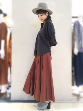 「フレアースカート」｜OSMOSISルミネ立川さん（レディース・161cm）の夏コーディネート