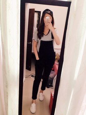 「アイテム（サロペット/オーバーオール）」を使った、yuhsuanさん（レディース・171cm・10代）の春コーディネート