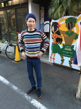 「Loake（ローク）のアイテム（ブーツ）」を使った、おかちゃん☆さん（メンズ・176cm）の冬コーディネート