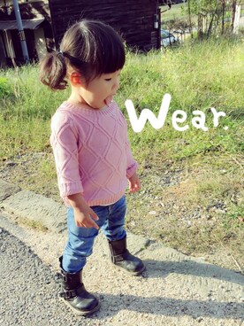 「ピンクニット」｜coconさん（キッズ・80cm）の秋コーディネート