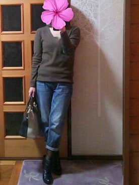 「テーパードデニム」｜ayakoさん（レディース・153cm）の冬コーディネート