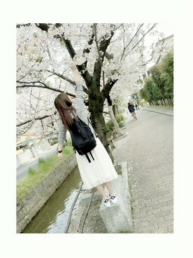 「忘れちゃった（笑）のアイテム（パーカー、グレー系）」を使った、myu*さん（レディース・158cm）の春コーディネート