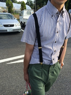 「アイテム（サスペンダー）」を使った、pannoskyさん（メンズ・170cm）の夏コーディネート