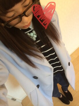 「HERE'S（HERE'S）のアイテム（チェスターコート）」を使った、YUIさん（レディース・158cm）の冬コーディネート