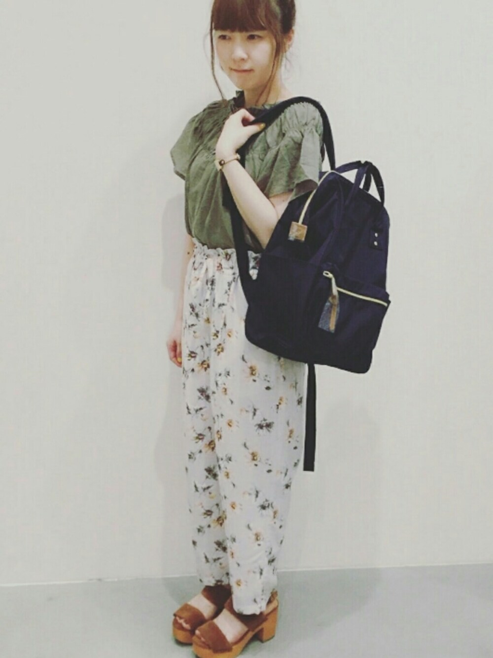 「夏」｜「w closetのアイテム（シャツ/ブラウス、グリーン系）」を使った、山苺はぐみさん（レディース・152cm）の夏コーディネートの1枚目の写真