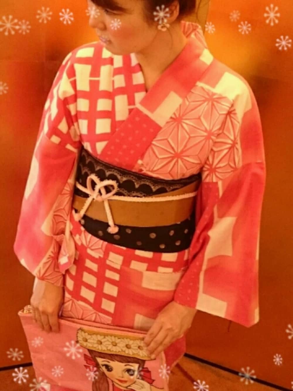 「夏」｜「TSUMORI CHISATOのアイテム（浴衣、ピンク系）」を使った、山苺はぐみさん（レディース・152cm）の夏コーディネートの1枚目の写真