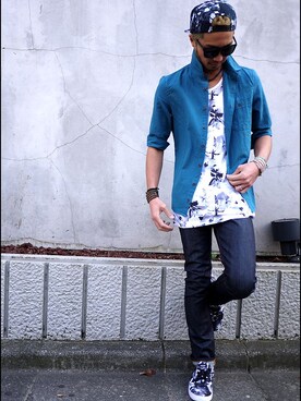 「HUF（ハフ）のアイテム（シューズ）」を使った、HIROKIさん（メンズ・176cm）の夏コーディネート