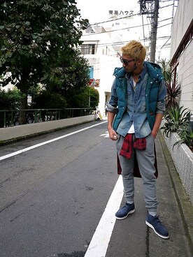 「FLIP THE SCRIPT（フリップザスクリプト）のアイテム（トップス）」を使った、HIROKIさん（メンズ・176cm）の秋コーディネート
