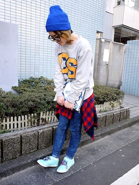 「スウェット×シャツ」｜「アイテム（その他）」を使った、HIROKIさん（レディース・163cm）の冬コーディネート
