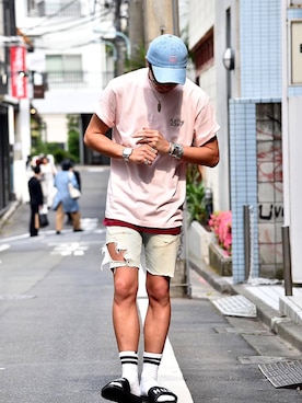 「FLIP THE SCRIPT（フリップザスクリプト）のアイテム（帽子）」を使った、HIROKIさん（メンズ・176cm）の夏コーディネート