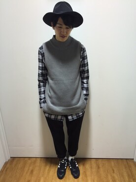「BACK NUMBER（バックナンバー）のアイテム（ベスト）」を使った、enokeeeeeさん（メンズ・173cm）の秋コーディネート