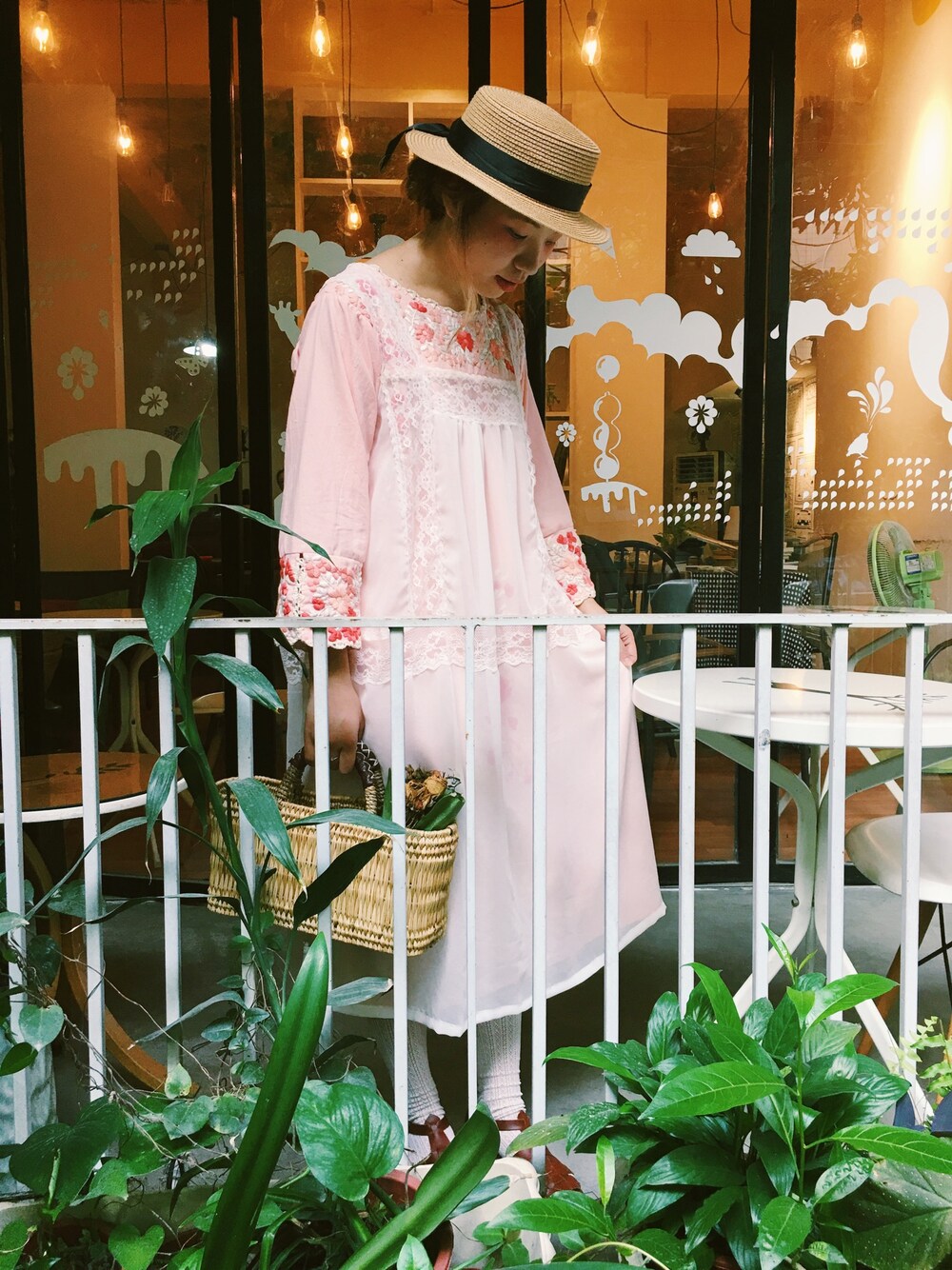 「休日スタイル、Japan、handmade、dress、vintage」｜「manihandmadeのアイテム（スカート、オレンジ系）」を使った、manimaniさん（レディース・158cm）の夏コーディネートの1枚目の写真
