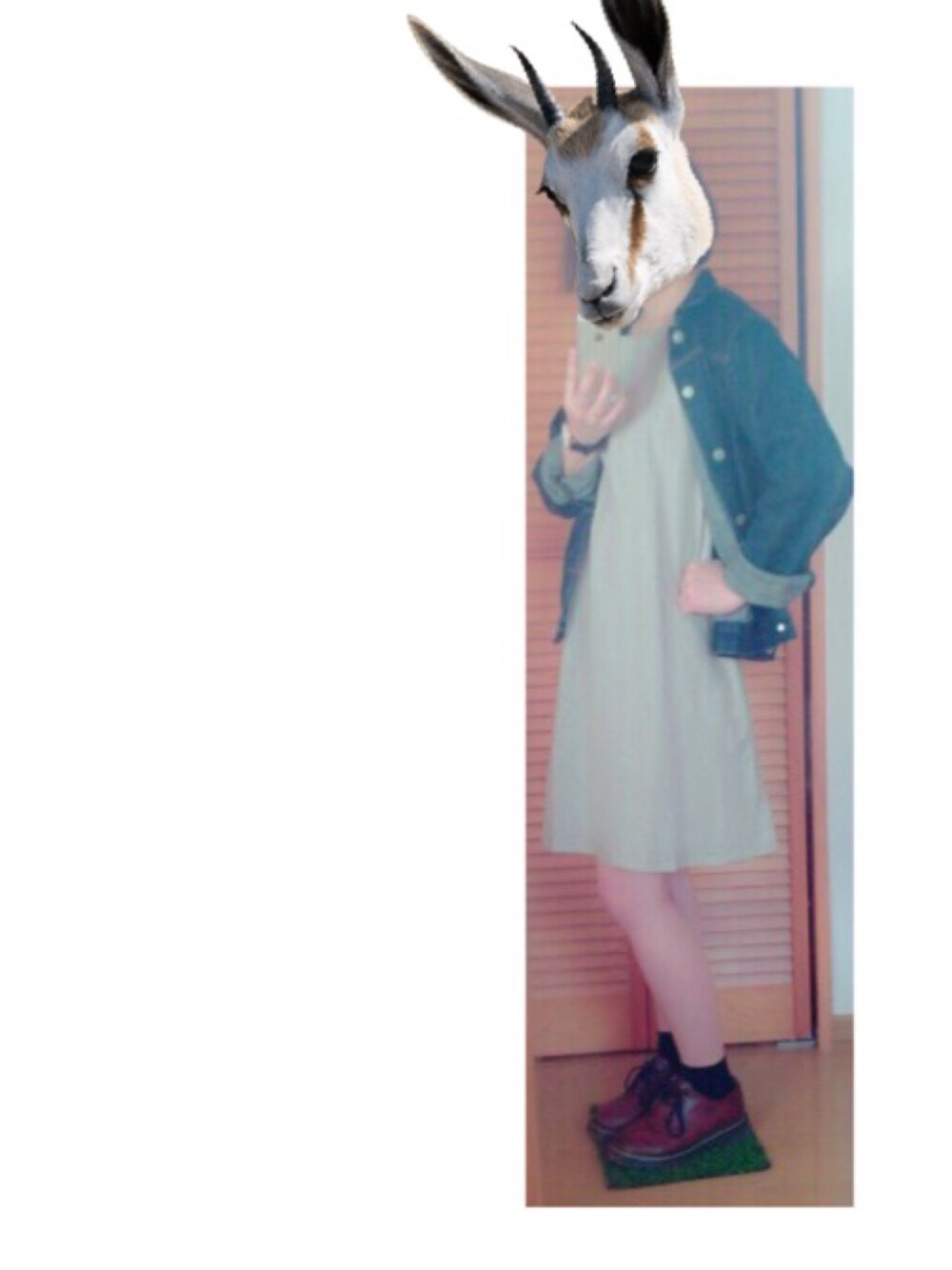 「春コーデ、outfit、デニムジャケット」｜「usedのアイテム（ワンピース、グレー系）」を使った、m a n a ❥❥さん（レディース・153cm）の春コーディネートの1枚目の写真