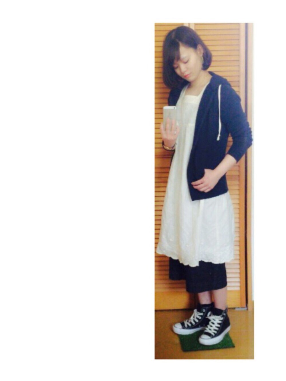 「カジュアル、シンプル、ootd、デニムパンツ、デニムガウチョパンツ、4月WEARデニムファン感謝祭」｜「無印良品のアイテム（デニムパンツ、ブルー系）」を使った、m a n a ❥❥さん（レディース・153cm）の春コーディネートの1枚目の写真
