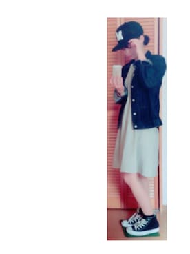「B.L.U.E（ビーエルユーイー）のアイテム（デニムジャケット）」を使った、m a n a ❥❥さん（レディース・153cm）の春コーディネート