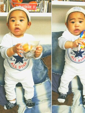 「allstar」｜「アイテム（Tシャツ/カットソー）」を使った、FUJIfamさん（キッズ・70cm）の夏コーディネート