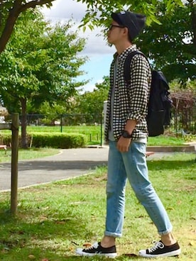 「MSPC（エムエスピーシー）のアイテム」を使った、しゅんたろーさん（メンズ・177cm）の秋コーディネート