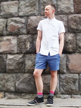 「TOPMAN（トップマン）のアイテム」を使った、TOPSHOP/TOPMAN VMDさん（メンズ・185cm）の夏コーディネート