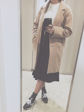 「colza（コルザ）のアイテム（チェスターコート）」を使った、MARIKAさん（レディース・168cm）の冬コーディネート