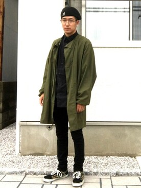 「N.HOOLYWOOD」｜「アイテム（ハンチング/ベレー帽）」を使った、りゅういち先生さん（メンズ・178cm）の秋コーディネート