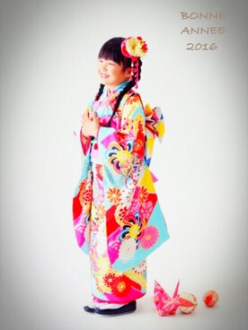 「おさげ」｜「アイテム（水着/着物・浴衣）」を使った、daccoさん（キッズ・127cm）の冬コーディネート
